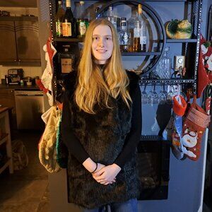 Faux Fur Long Black Vest